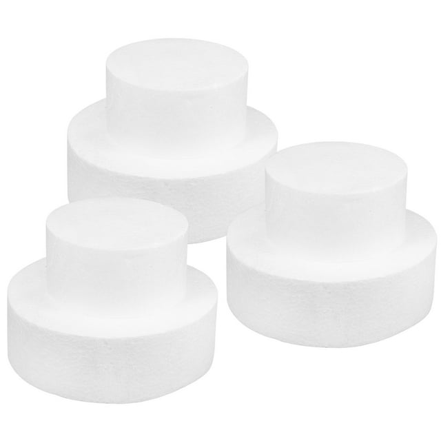 OULII 6Pcs Baking Cake Molds White Foam Rounds for DIY Cake Decorating Practice and Display