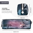 thumbnail image 3 of Cauagu Boat Lighthouse Storm Waves Print Leather Pencil Pen Case - Stationery Bag Portable Stationery Bag Big Capacity Pencil Pouch Cosmetic Organizer Bag for Men & Women, 3 of 7