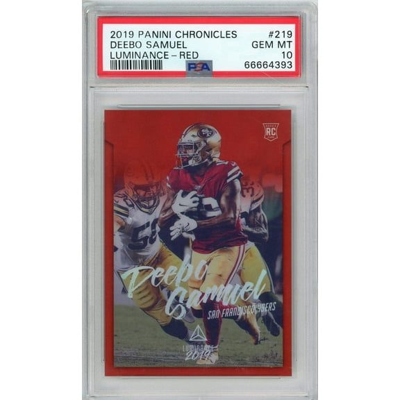 Graded 2019 Panini Chronicles Deebo Samuel #219 Luminance-Red #/99 Rookie RC Football Card PSA 10 Gem Mint