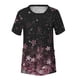 thumbnail image 4 of Fiudx Tops para Mujer Moda Mujer Casual Cuello Redondo Impresión Blusa Manga Corta Camiseta Verano Tops, 4 of 4