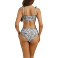 thumbnail image 3 of INSPIRE CHIC Conjuntos de Bikini de Leopardo con Tirantes Ajustables para Mujeres 2 Piezas de Baño de Cintura Alta Tallas X-Small Negro, 3 of 5