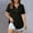 Black, variant on QUNYINEY Short Sleeve Blouses for Women Casual Gray Waffle Shirts Button Pullover Collared Loose Womens Tops