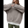 thumbnail image 2 of Sudaderas de Mujer con Cuello Redondo, Forro , Suéteres Oversize, Otoño 2025, Blusas Bonitas, Ropa Preppy Estilo-H XL, 2 of 9