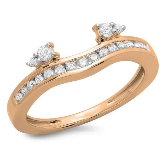 0.40 Carat (ctw) 18K Rose Gold Round Cut Diamond Ladies Anniversary Wedding Enhancer Guard Band