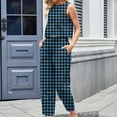 thumbnail image 5 of Qetyuw Women's Gingham Sets Loose Fit 2 Piece Outfits Chic Plaid Print Sleeveless Suits Crewneck High Waist Solid Color Wide Leg Lounge wear, 5 of 6