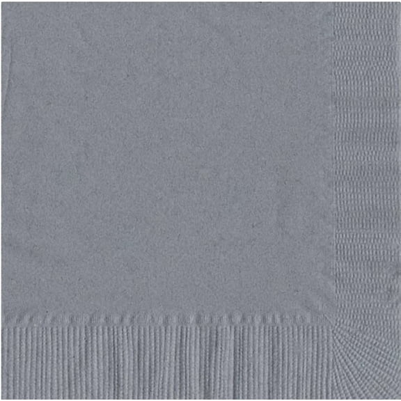 600 - (12 Pks of 50) 2 Ply Plain Solid Colors Luncheon Dinner Napkins Paper - Silver