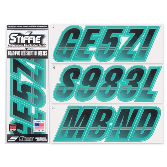 Whipline Solid Chrome/Black 3 Boat & PWC Registration Decals