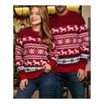 thumbnail image 2 of Couples' Casual Christmas Sweater Raglan Sleeve Crew Neck Knitted Pullover Comfy Warm Fall Tops Red (Men) L, 2 of 4
