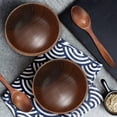 thumbnail image 2 of 8 Pieces Wooden Handmade Bowl and Spoon for For Rice Serving Home Kitchen Tableware, 2 of 7
