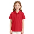 thumbnail image 3 of Girls Breathable Polo Shirt Kids Short Sleeve School Uniform Golf Shirt Casual Quick Dry Three-Button Polo Shirt 110, 3 of 7