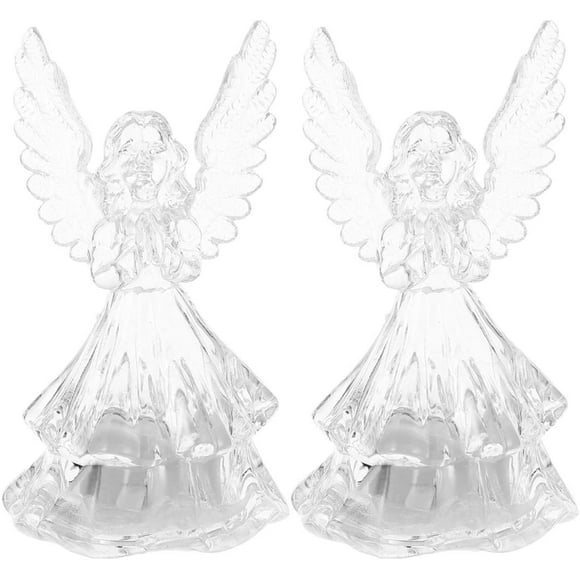 FYBTO 2 Pcs Angel Statue Night Light Colorful 3D LED Lighted Angel Figurine Christmas Desk Ornament Birthday Gift for Kid Toddler Child(Transparent)