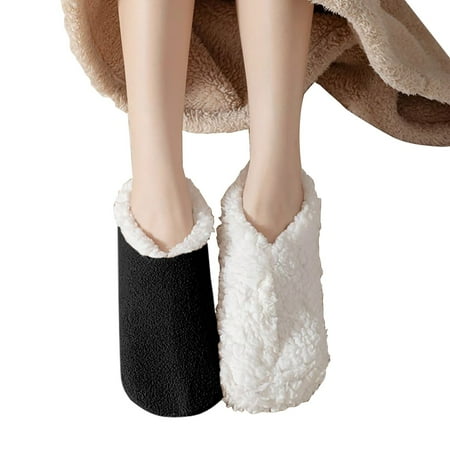 Sexlip Women s Fuzzy Fleece Indoor Slippers Plush Comfort House Shoes with Fur Trim Cozy Warm House Slippers Socks for Cold Floors Black Free Size