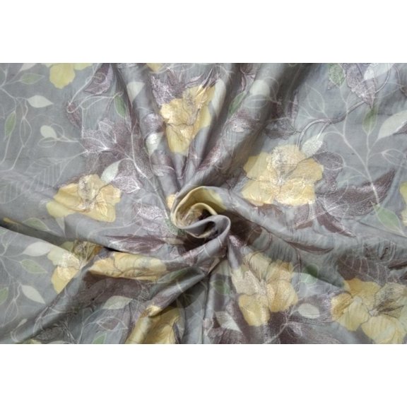 Silk dupion embroidery digital printed fabric iridescent lilac x yellow 54inches wide DUPE57[4]