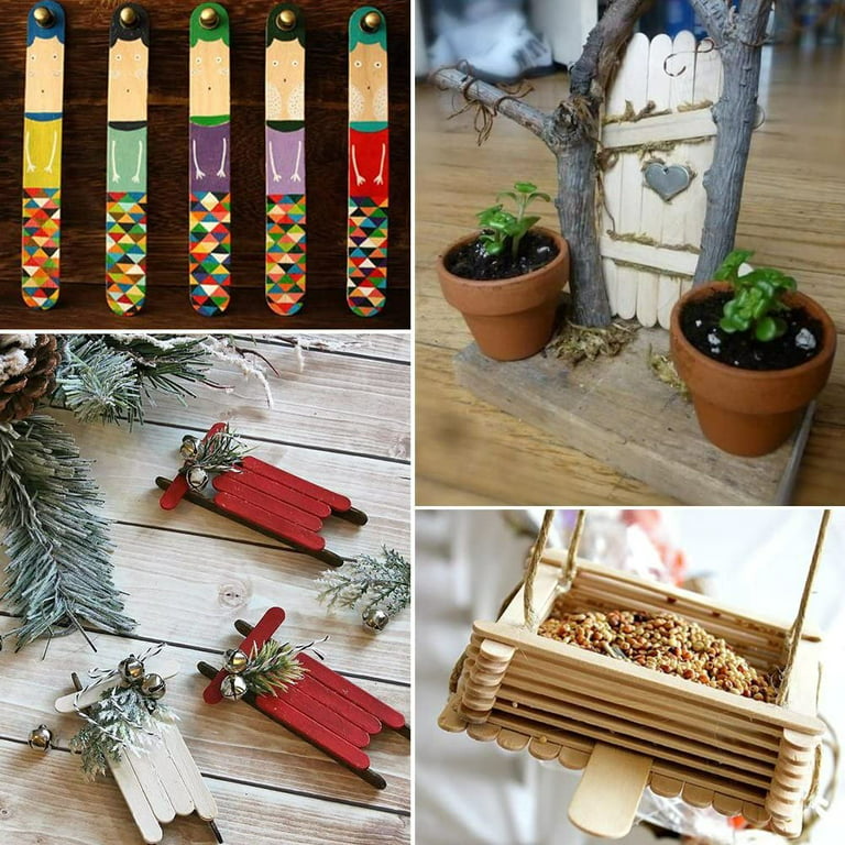 250 Count Mini Popsicle Sticks, Natural Wood Craft Bulk Ice Cream