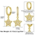 thumbnail image 4 of Ydou 14K Gold Plated Post Lightweight Drop Dangle Huggie Hoop Earrings for Women | Cross, Star, Heart,Hand of Fatima | Dainty Earrings, 4 of 8