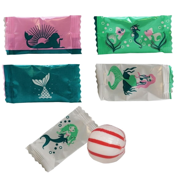 Mermaid Peppermints 100 Count – Colorful Mermaid Designs - Individually Wrapped Mint Candies for Under the Sea Parties, Birthday Favors & Magical Treat Bags