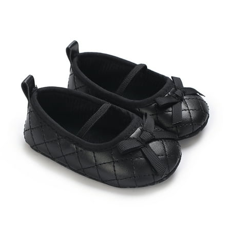 

KelaJuan Baby Girls Mary Jane Shoes Bowknot Quilted PU Princess Flats Casual Walking Shoes for Newborn Infant Toddler