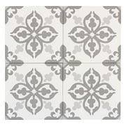 MTO0558 Classic 8X8 Floral Khaki White Light Gray Matte Cement Tile
