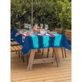 thumbnail image 3 of Outdoor Tablecloth with Umbrella Hole for Patio/Picnic/Party/Camping, Patriotic USA Flag Waterproof Table Cloth Rectangle Table Cover Washable, Independence Day Firework Blue Striped (60"x 84"), 3 of 9