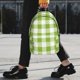 thumbnail image 2 of Easygdp White Green Plaid Mochila Ligera de 15 Pulgadas para Estudiantes, Mochila Cómoda para la Escuela y Viajes, Correas Ajustables, 2 of 6