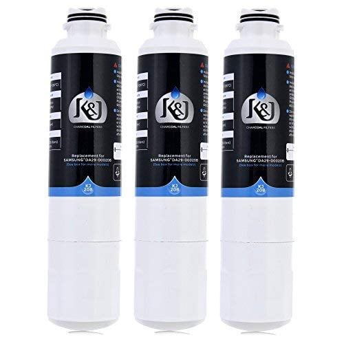 K&J Replacement Samsung Compatible Refrigerator Water Filter for DA2900020B, RF263BEAESR, and RF28HMEDBSR - Samsung HAF-CIN/EXP and 46-9101 Refrigerator Water Filter, NSF 42 Certified (3-Pac