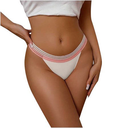 

IROINNID Thong Underwear For Women High-Cut Comfortable Loose Underpants Casual Contrast Color Invisible Panties