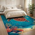 thumbnail image 3 of ODIKA 8'x10' Ultra-Soft Area Rug, Sea Turtle Ocean Animal Design With Coral Reef And Marine Life Border None Washable, Bare feet friendly, Silk-Touch for Bedroom, Under Sectional, 3 of 7