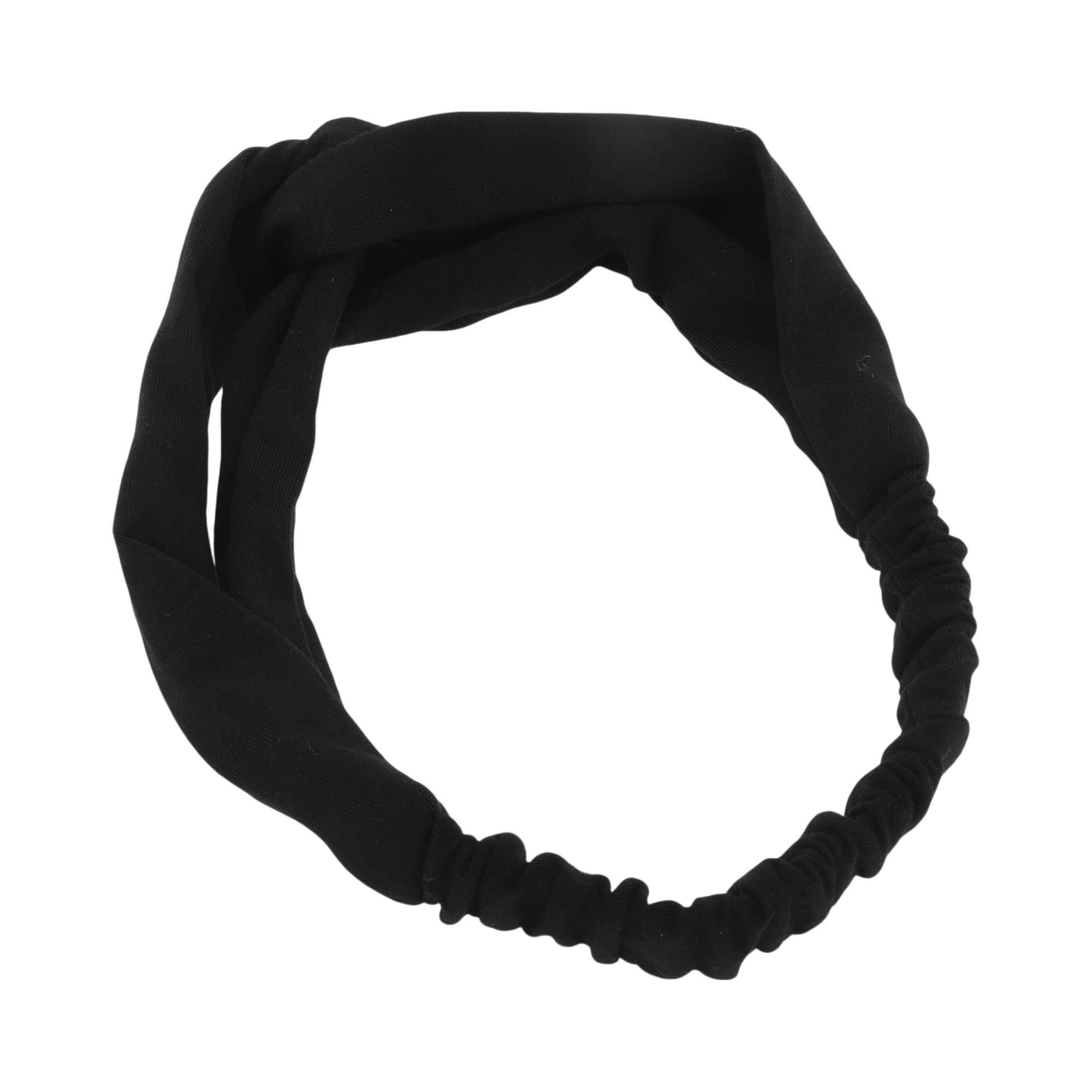 Unique Bargains Stylish Simple Solid Elastic Cross Headwrap Black