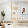 thumbnail image 2 of Allewie 81 Inches Multi-Level Tall Cat Tree for Large Cat, Cat Climbing Tree with Cat Condo and Hammock, Scratching Post, Wide Base, Beige, 2 of 7
