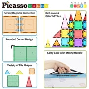 PicassoTiles 101PCS Magnetic Tile Building Blocks, STEM Toy Set with Storage Case, Educational Construction Kit for Kids 3+, Travel Carry Bin