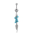 thumbnail image 4 of Q01205 Dream Catcher Feathers Turquoise Stone Navel Ring Belly Button, 4 of 5