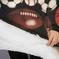 thumbnail image 3 of Oversized Wearable Blanket Hoodie,Baseball Football Pattern Sherpa Blanket Hoodie with Super Pockets,Super Warm Fuzzy Pullover for Women & Men, 3 of 6