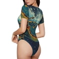thumbnail image 2 of Saiise Combinaison à Manches Courtes Motif Tortue de Surf pour Femmes, Pyjama à Col Rond, Justaucorps Extensible avec Fermeture à Pression - Grand, 2 of 7
