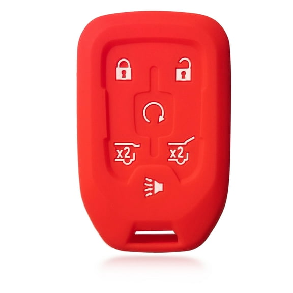 Dobrev 6 Buttons Silicone Case Protector Fob Cover Smart Car Remote Holder for 2015 2016 2017 Chevrolet Tahoe Suburban GMC Buick Smart Key (red)