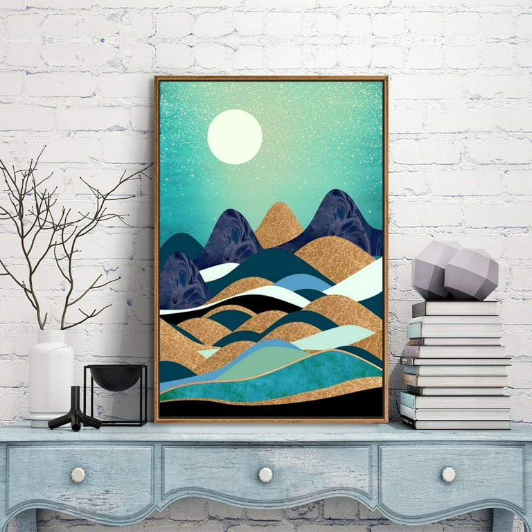 IDEA4WALL Framed Canvas Prints Wall Art Abstract Mountain Nature Scenery  Landscape Artwork for Living Room Decoration, 24x36 inches