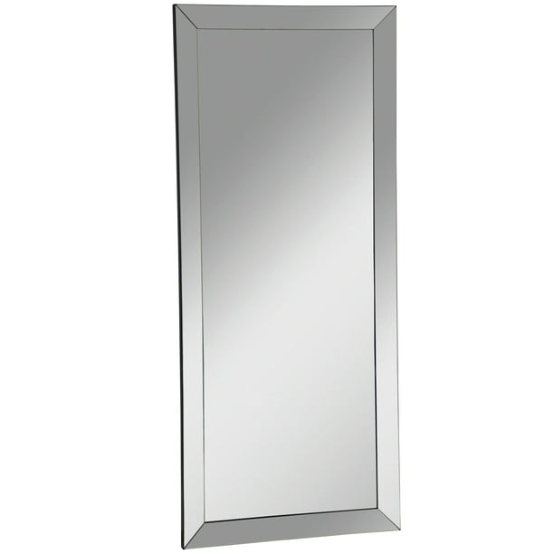 Mirrored Bevel Floor Mirror 70 X 30, Contemporary Floor Mirror With Mirrored Frame