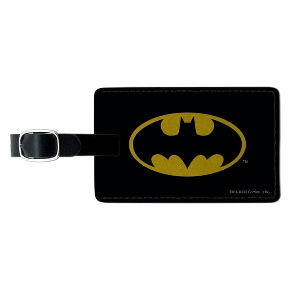 Batman Classic Bat Shield Logo Rectangle Leather Luggage Card Suitcase Carry-On ID Tag