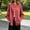 Red, variant on Mandarin Collar Women's Everyday Workwear Fashion Tops Solid Frog Buttons Blouson Elastic Cuffs Long Sleeve Vacation Blouses Relaxed Fit M