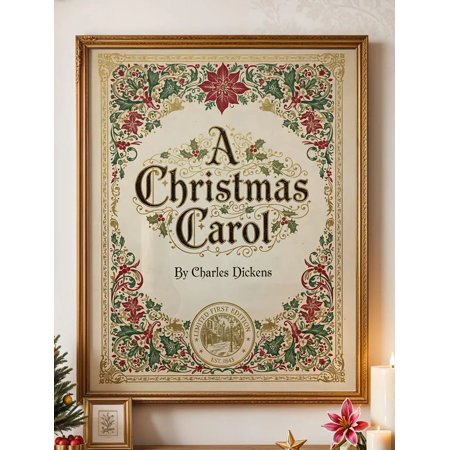 Vintage “A Chr.ist.mas Carol” Book Cover Wall Art Poster Size 24''x36'' Googate