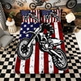 thumbnail image 3 of Meiyoeat Patriotic Dirt Bike Bed Sheets 4-Piece for Men, USA Flag Print Full Size Sheets, Red White Blue, 3 of 6