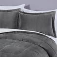 thumbnail image 3 of Chezmoi Collection Ultra-Soft Micromink Sherpa King Size Comforter Set with 2 Pillow Shams, Reversible Plush Bedding Comforter 3-Piece, Gray, 3 of 9