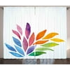 Floral Curtains 2 Panels Set, Rainbow Colored Flower Petals in Watercolors Painting Style Vibrant Modern Artwork, Window Drapes for Living Room Bedroom, 108W X 63L Inches, Multicolor, by Ambesonne