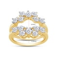 thumbnail image 4 of AFFY Moissanite Diamond Sunburst Halo Guard Enhancer Ring in 14K Yellow Gold over Silver For Womens-9, 4 of 6