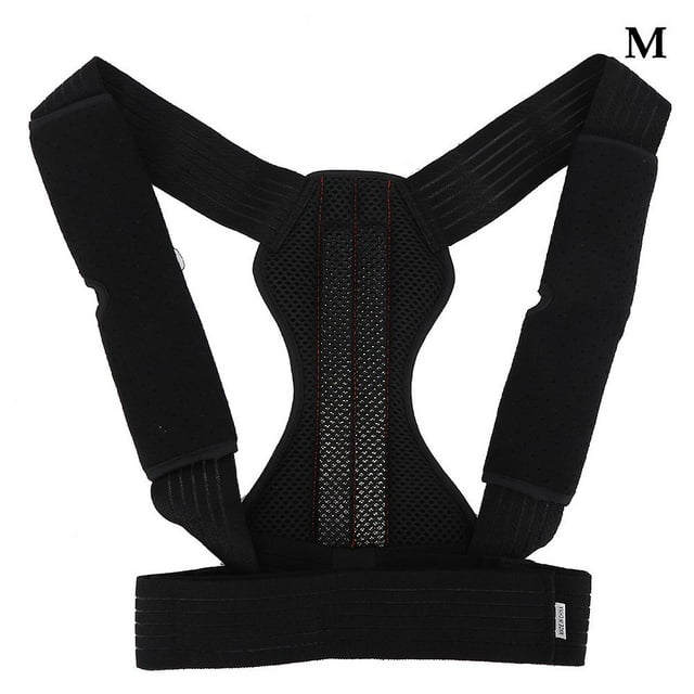 Adjustable Posture Corrector, Spine Straightener, Upper Back Shoulder Support for Men and Women, Black, M