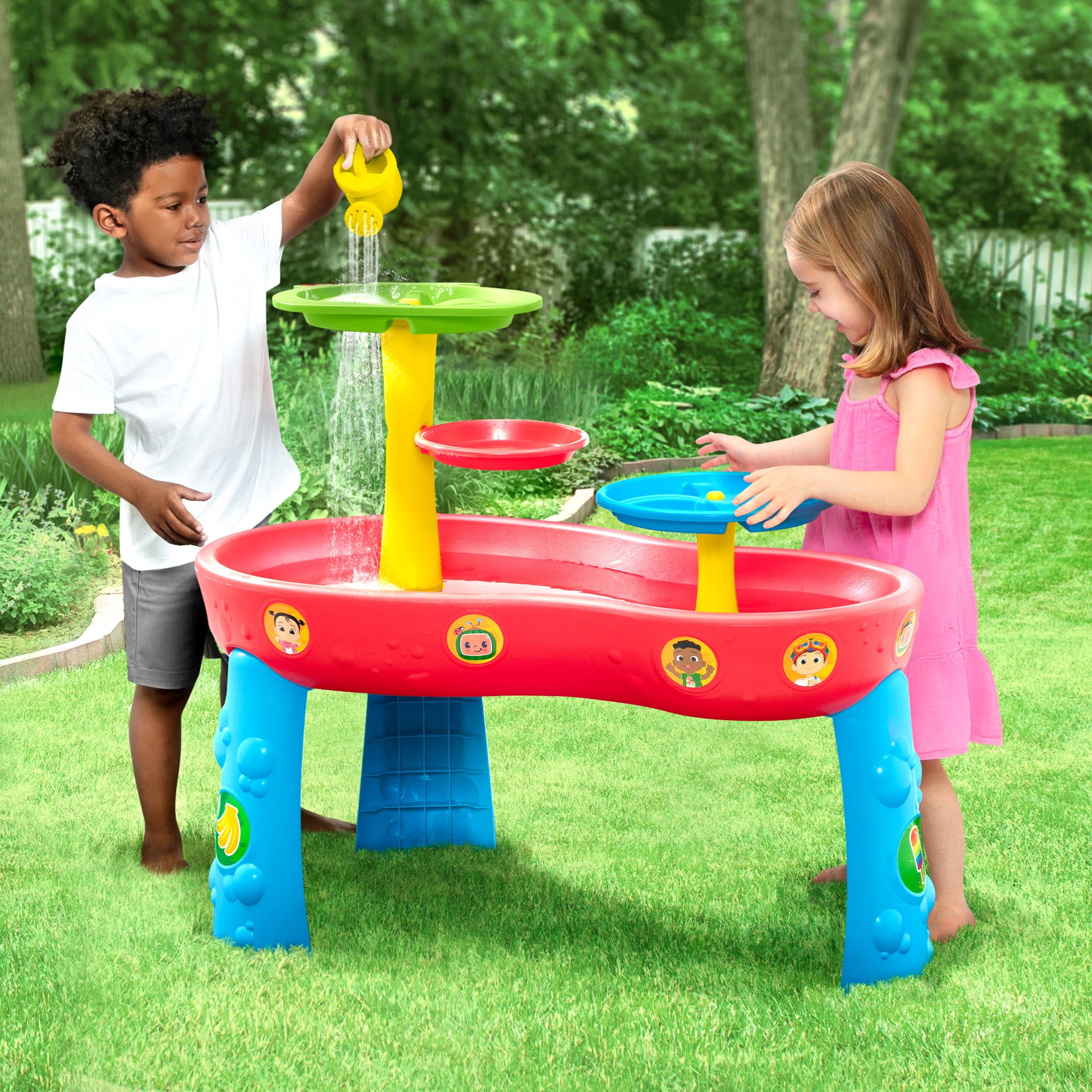 CoComelon Water Table by Delta Children- 3-Tier Water Play Table with 9-Piece Toy Set - Water Sensory Table + Summer Beach Toys for Outside Backyard for Toddlers Ages 2+, Blue