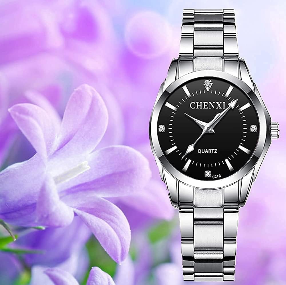 Watches for Women Analog Quartz Silver Stainless Steel Watches Luminous Waterproof Ladies Dress Watch