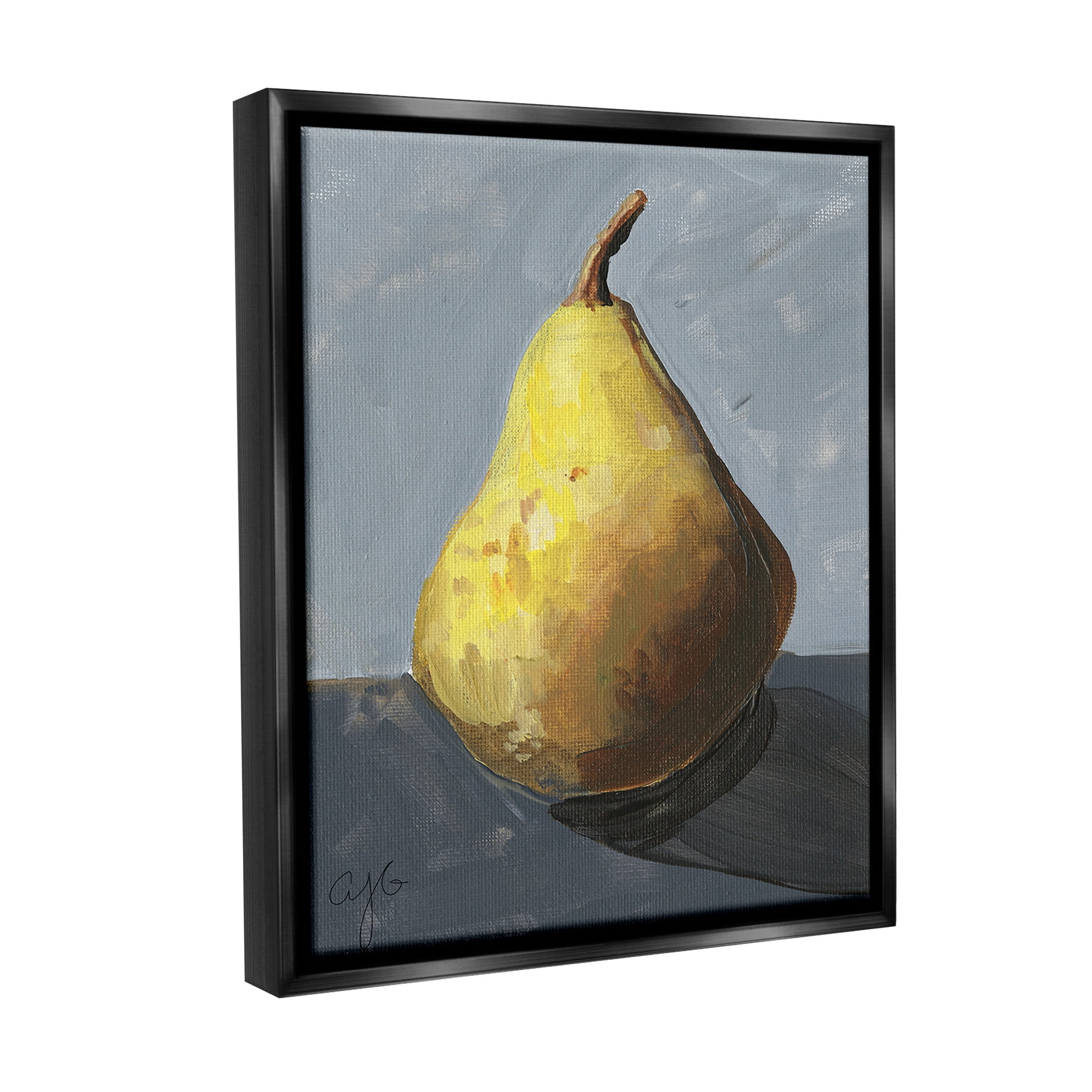 Stupell Industries Abstract Shadowed Pear Food & Beverage Painting Black Floater Framed Canvas Art Print Wall Art, 17 x 21