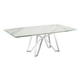 thumbnail image 3 of Casabianca Home Dcota manual dining table with brushed stainless steel base and white marbled porcelain top., 3 of 3