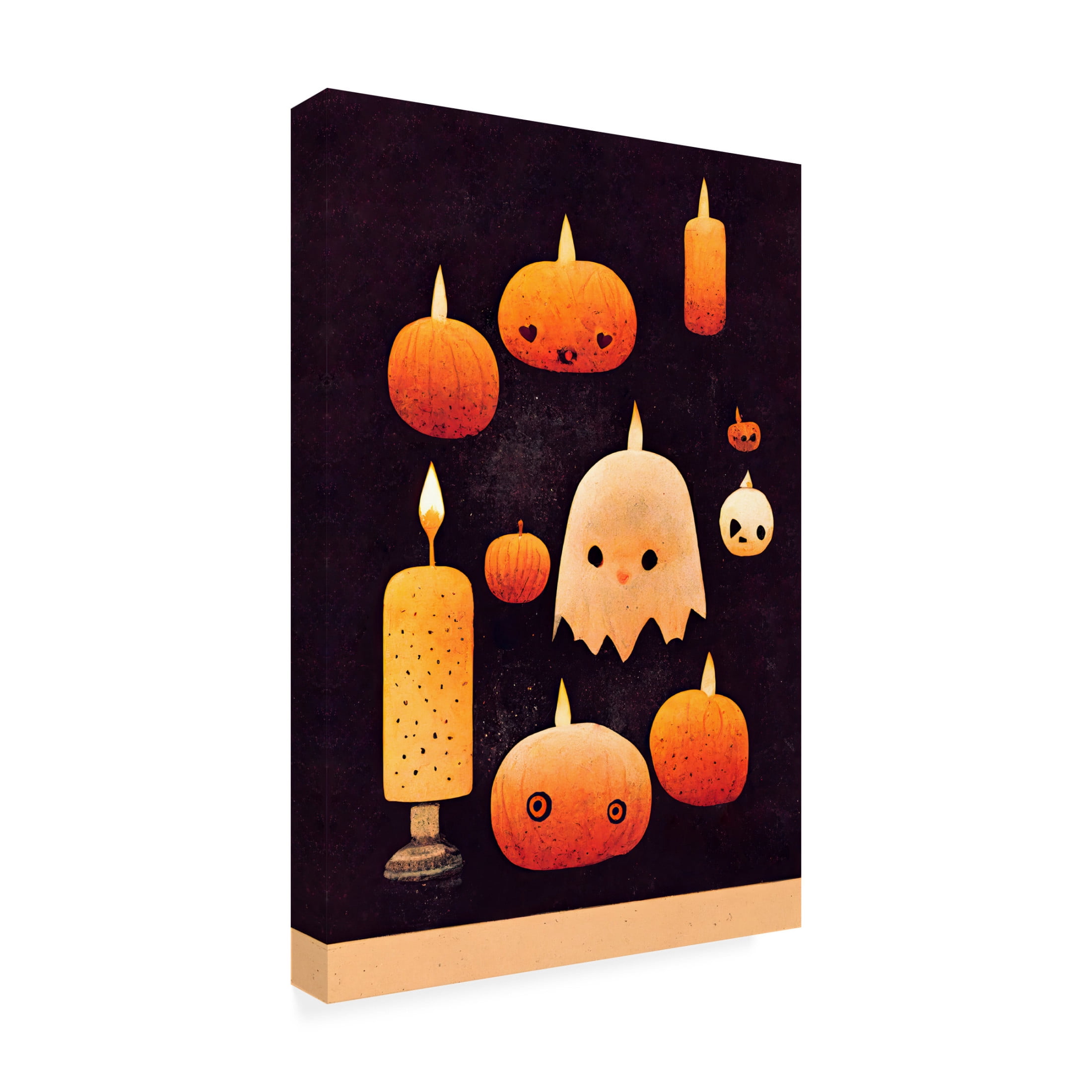Canvas Wall Art - Treechild 'Candles, Pumpkins And A Ghost' Wall Art for Living Room, Bedroom, or Office D?cor by Trademark Fine Art - 30 x 47 Inches
