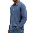 thumbnail image 4 of Lumtrix Mens Waffle Long Sleeve Polo Shirts for Men Henley Shirts with Collar Oversized Casual Button Up Golf Pullover With Pocket Dark Blue S, 4 of 5